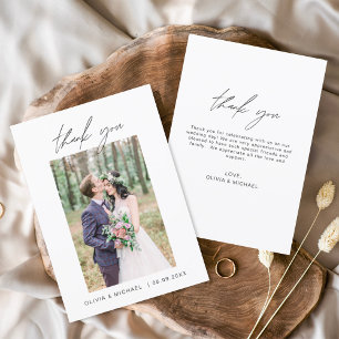 Elegant Script Photo Wedding Thank You Card