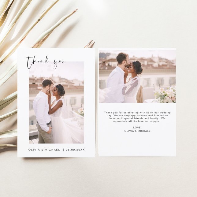 Elegant Script Photo Wedding Thank You Card (Creator Uploaded)