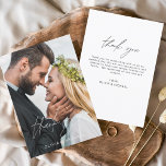 Elegant Script Photo Wedding Thank You Card<br><div class="desc">Express your heartfelt gratitude in timeless style with this Elegant Script Photo Wedding Thank You Card. Featuring refined calligraphy, a full photo layout, and minimalistic design elements, this card is the perfect way to thank your guests while showcasing a cherished moment from your big day. Ideal for modern, romantic, or...</div>
