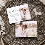 Elegant Script Photo Wedding Thank You Card<br><div class="desc">Express your heartfelt gratitude in timeless style with this Elegant Script Photo Wedding Thank You Card. Featuring refined calligraphy, a full photo layout, and minimalistic design elements, this card is the perfect way to thank your guests while showcasing a cherished moment from your big day. Ideal for modern, romantic, or...</div>