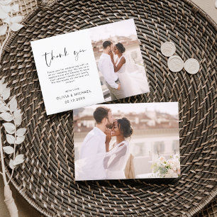 Elegant Script Photo Wedding Thank You Card