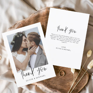 Elegant Script Photo Wedding Thank You Card