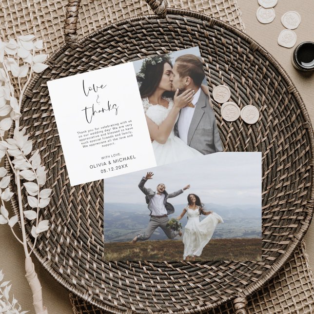 Elegant Script Photo Wedding Thank You Card (Creator Uploaded)