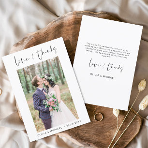 Elegant Script Photo Wedding Thank You Card