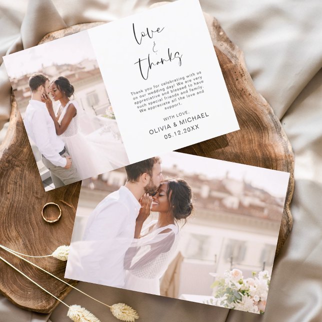 Elegant Script Photo Wedding Thank You Card (Creator Uploaded)