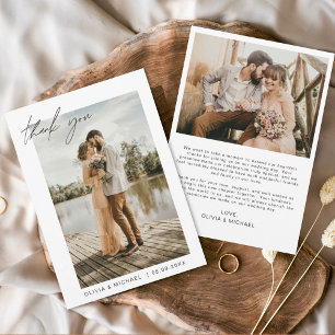 Elegant Script Photo Wedding Thank You Card