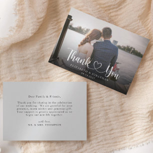  Elegant Script Photo Wedding Thank You Card