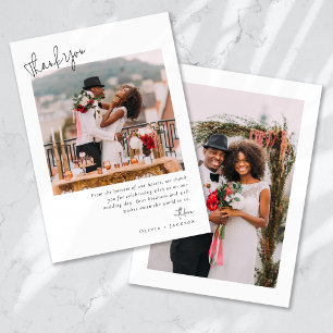 Elegant Script Photo Wedding Thank You Card