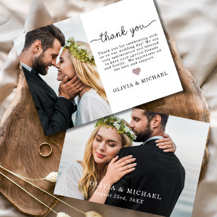 Elegant Script Photo Wedding Thank You Card