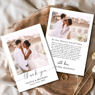 Elegant Script Photo Wedding Thank You Card