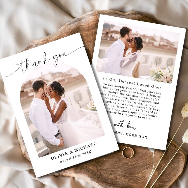 Elegant Script Photo Wedding Thank You Card (Creator Uploaded)