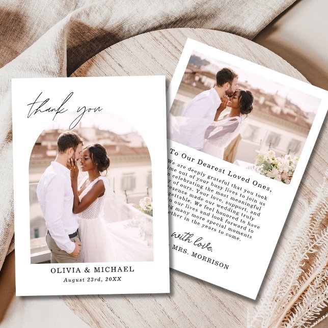 Elegant Script Photo Wedding Thank You Card (Creator Uploaded)