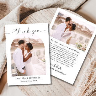 Elegant Script Photo Wedding Thank You Card