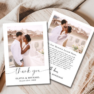 Elegant Script Photo Wedding Thank You Card