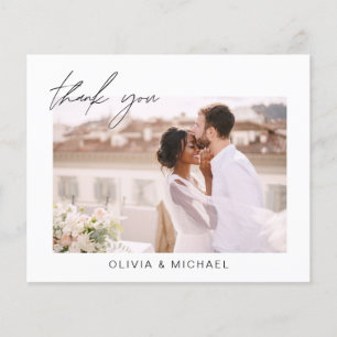 Elegant Script Photo Wedding Thank You Card