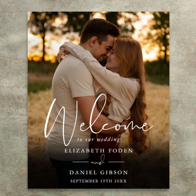 Elegant Script Photo Wedding Welcome Sign (Elegant Script Photo Wedding Welcome Sign)