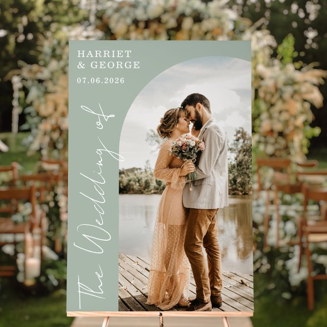 Elegant Script Photo Welcome Wedding Sign (Creator Uploaded)