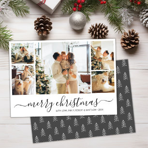 Elegant Script Pic Collage Christmas Holiday Card