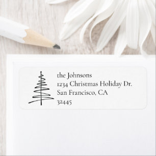Elegant Script Pine Tree Minimalist Return Address Label