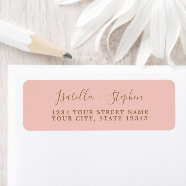Elegant Script Pink and Gold Return Address Label (Insitu)