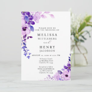 Elegant Script Pink Flower Wedding Invitation