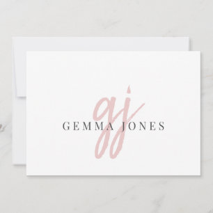 Elegant Script Pink Monogram Initials Name  Card