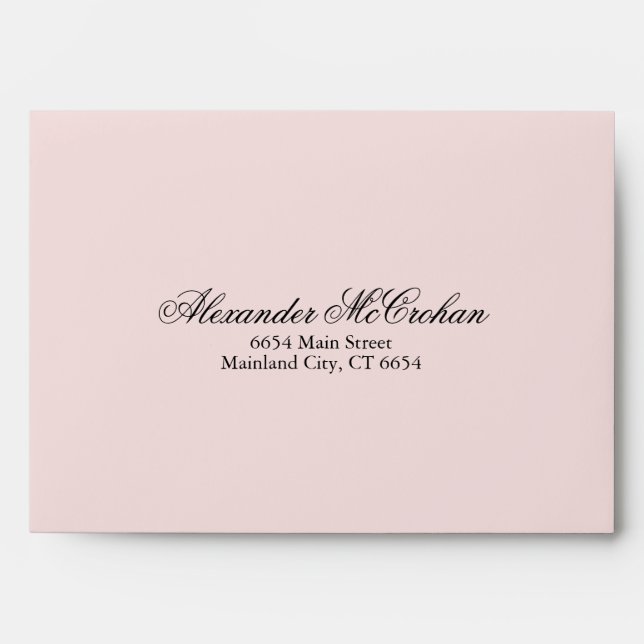 Elegant Script Pink Return Address Mailing Envelope (Front)