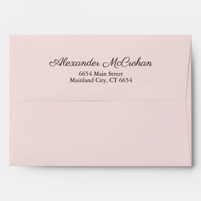 Elegant Script Pink Return Address Mailing Envelope (Back (Top Flap))