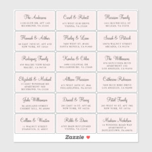Elegant Script Pink Wedding Guest Address