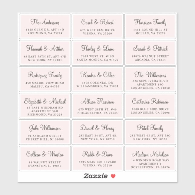 Elegant Script Pink Wedding Guest Address (Sheet)