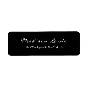 Elegant Script Plain Black Legible Handwrite Text Return Address Label