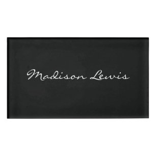 Elegant Script Plain Black Name Calligraphy  Tag