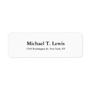 Elegant Script Plain Black White Legible Bold Text Return Address Label