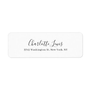 Elegant Script Plain Black & White Legible Text Return Address Label