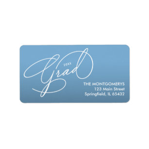 Elegant Script Powder Blue Graduation Return Label