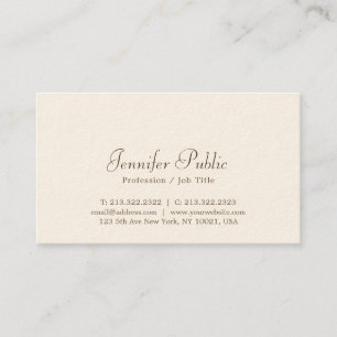 Elegant Script Professional Luxury Signature Cream Business Card