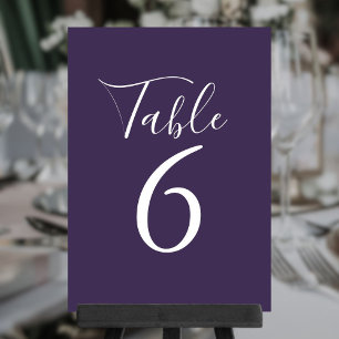 Elegant Script Purple Table Numbers