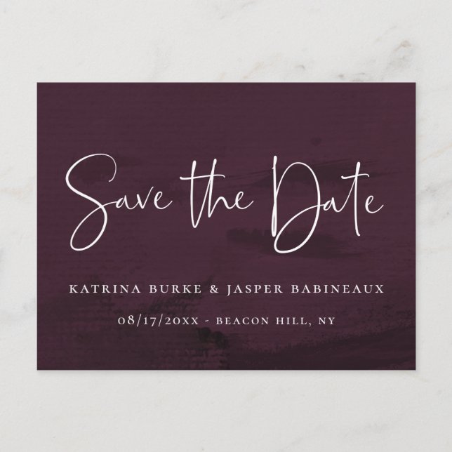 Elegant Script Purple Watercolor Save the Date Announcement Postcard (Front)