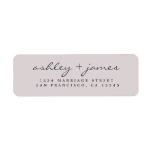 Elegant Script Purple Wedding Return Address Label