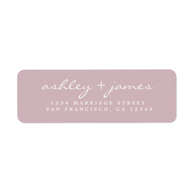 Elegant Script Purple Wedding Return Address Label (Front)