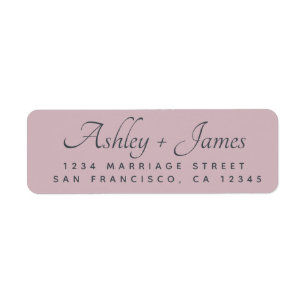 Elegant Script Purple Wedding Return Address Label