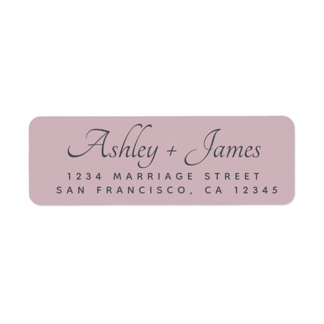 Elegant Script Purple Wedding Return Address Label (Front)