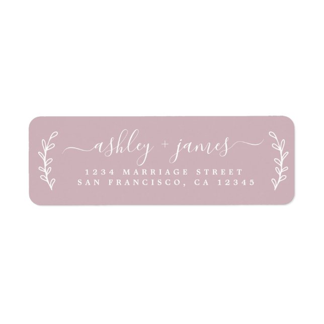 Elegant Script Purple Wedding Return Address Return Address Label (Front)
