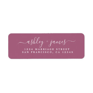 Elegant Script Purple Wedding Return Address Return Address Label