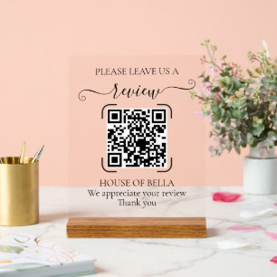 Elegant Script QR Code Review Request Sign