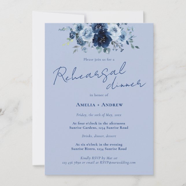 Elegant Script QR Code Wedding Rehearsal Dinner Invitation (Front)