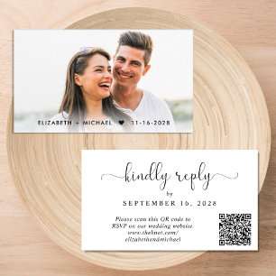 Elegant Script QR Code Wedding RSVP Enclosure Card