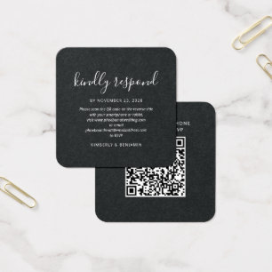 Elegant Script QR Code Wedding RSVP Mini Card