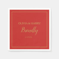 Elegant Script | Red Christmas Paper Napkin