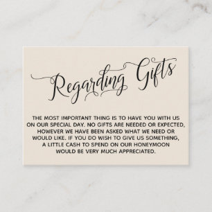 Elegant Script Regarding Wedding Gifts Cream Enclosure Card